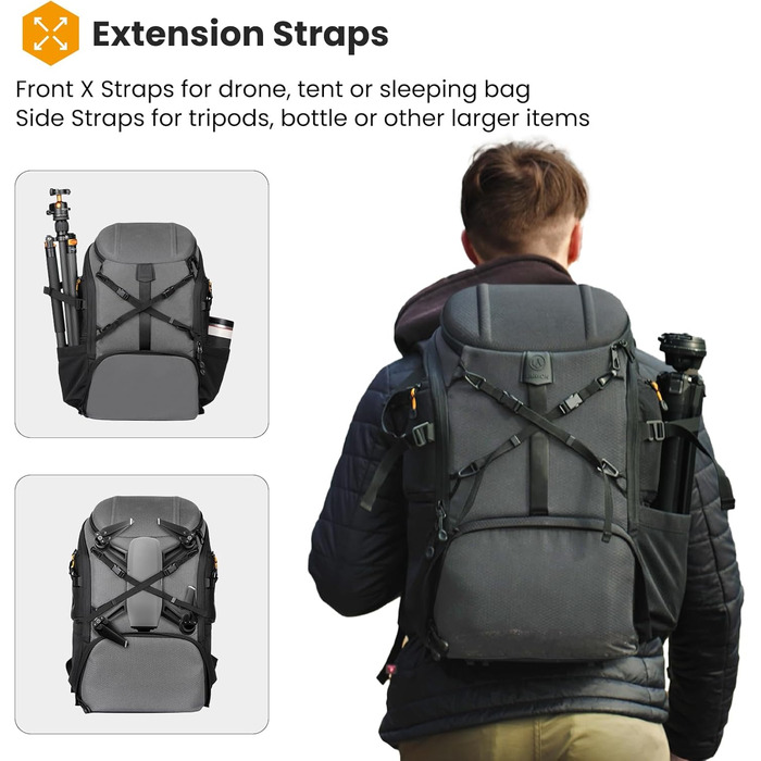 Рюкзак для камери Tarion HX-XL, 2-в-1, чорний, сірий, водонепроникний, з відділенням для ноутбука 15,6 дюймів