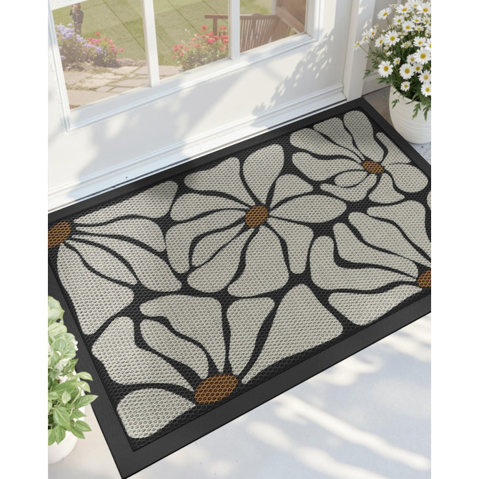 Придверний килимок COLOR&GEOMETRY для вулиці 43 x 76 см, протибрудний та антиковзаючий килим для вхідної групи, бежевий