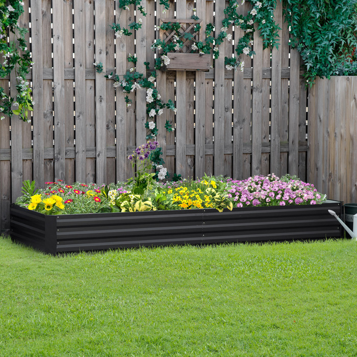 Outsunny Steel Raised Garden Bed 241 x 90.5 x 30 cm Planter Box Flower Box Garden Bed Herb Bed Vegetable Bed Grey for Garden Lovers