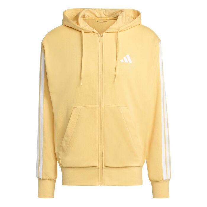 Чоловіча толстовка на блискавці Adidas Essential Three Stripes French Terry Hoodie (M, Semi Ice Tangerine/White)