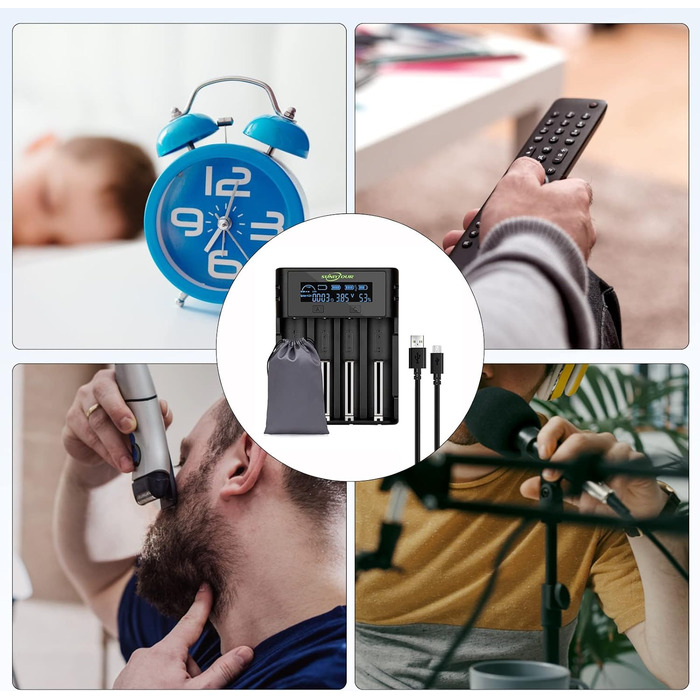 Зарядний пристрій SUNLYTOUR для акумуляторів Ni-MH AA, 18650, 21700, 21750 (4 слоти) з PCB-захистом