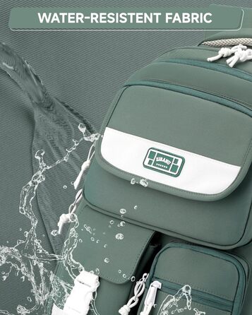 Дитячий рюкзак для підлітка, шкільний рюкзак для дівчинки з багатьма відділеннями, рюкзак для учнів 3-5 класів, середньої та старшої школи, нейлоновий рюкзак для подорожей та відпочинку (зелений)