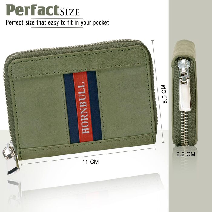 Чоловічий шкіряний гаманець з RFID-блокуванням Hornbull | Вертикальний картхолдер з блискавкою