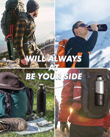 FEIJIAN FJbottle 316 Stainless Steel Vacuum-Insulated Water Bottle 750ml/1000ml with Carabiner, BPA-Free Bottles, Leak-Proof Sports Bottle for Sports, Work, and Travel