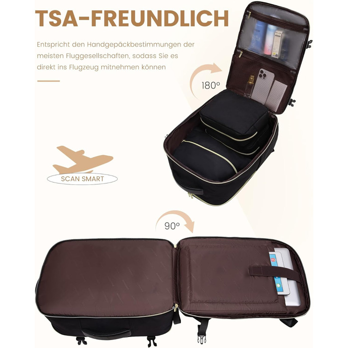 LOVEVOOK Рюкзак ручної поклажі, жіночий, для подорожей, з відділенням для ноутбука, чорний, 18 дюймів