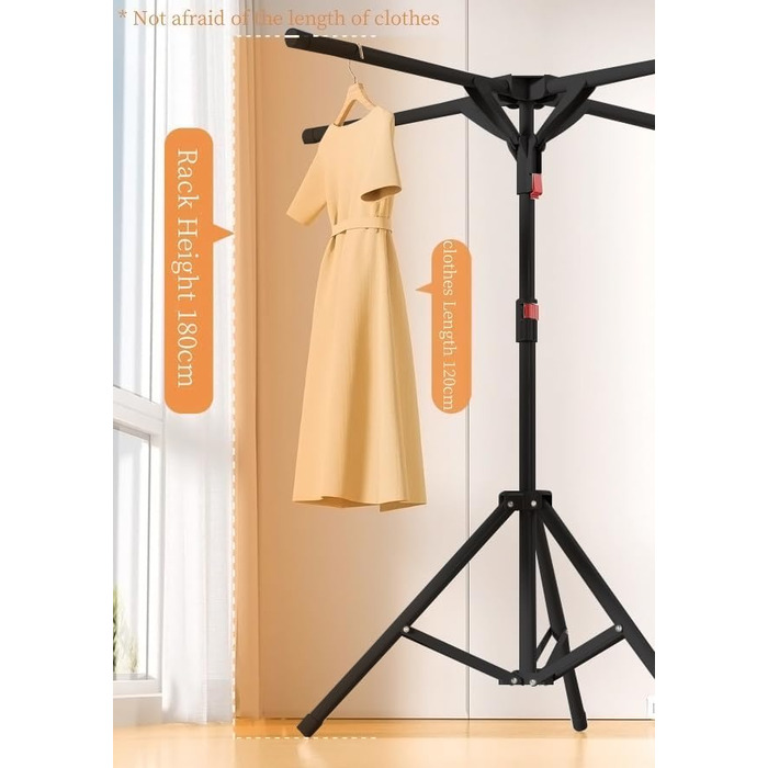 Сушарка для білизни Standtrockner Hoch Klappbar - розкладна сушарка для білизни з 4 крилами для балкона, в приміщенні та на вулиці (білий/чорний)