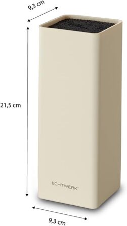 Echtwerk Universal Knife Block, Knife Holder, Kitchen Knife Organizer, Practical Knife Stand, Space-Saving Knife Storage with Brush Insert, Flexibly Loadable, Cream, 30 cm