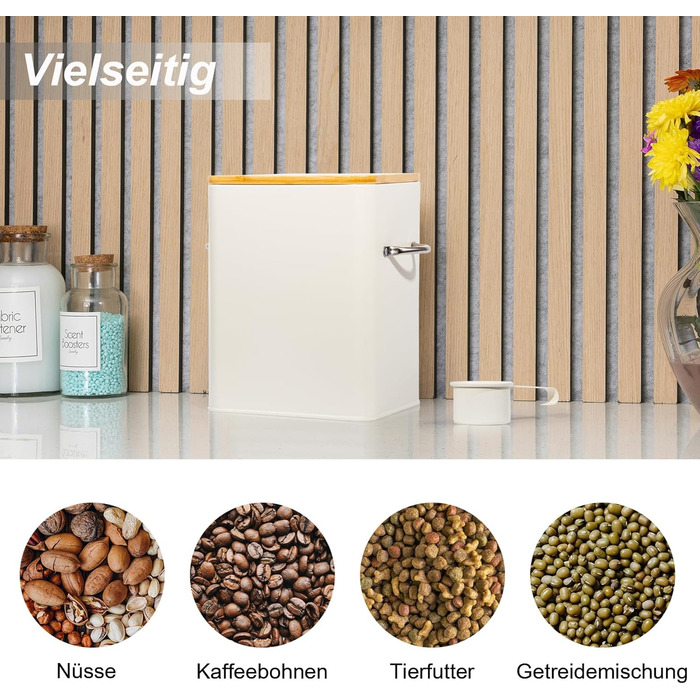 Контейнер для порошку 6.5л з дозатором, коробка для порошку, контейнер для корму, ящик для печива, кавових зерен, тваринного корму (Бежевий)