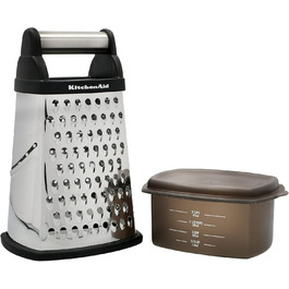 KitchenAid Чотиригранна тертка для сиру з нержавіючої сталі з шинковкою, теркою та зчищувачем цедри, 1 шт.