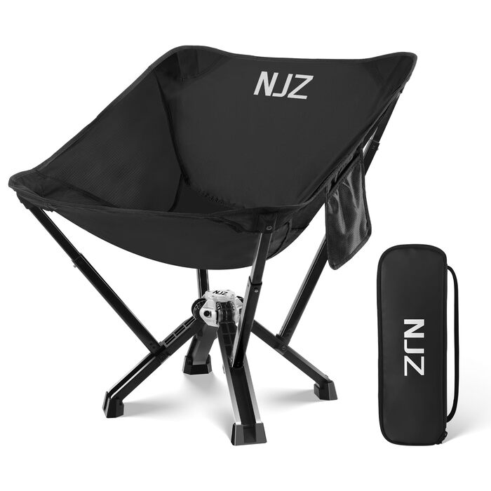 Крісло кемпінгове складне посилене 600lbs (до 272 кг) для пікніка, риболовлі, саду, чорне