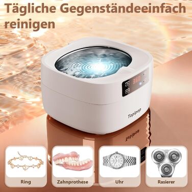 Ультразвуковий очищувач 48000 Гц, 750 мл - для окулярів, годинників, прикрас, бритв (білий)