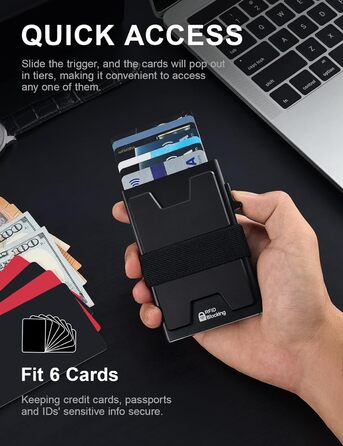 Чоловічий картхолдер LXMY з RFID захистом, алюмінієвий картхолдер на 12 карт та гроші, чорний