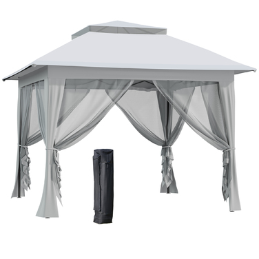 Павільйон Outsunny Faltpavillon Pop-Up Zelt Gartenpavillon, включаючи сумку для перенесення, сталь+Оксфорд+сітка, сірий, 3,64x3,64x2,94 м | Aosom