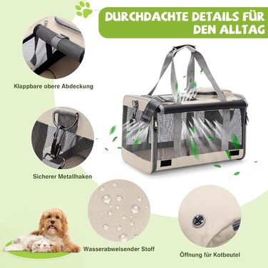 Сумка-переноска для котів та собак до 9 кг ALLSOPETS, дихаюча, для подорожей та до ветеринара, кольоро хаврі