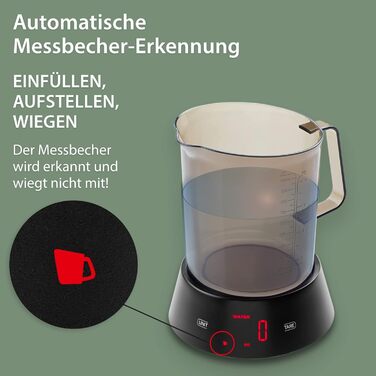 Digital Measuring Cup Scale | Dishwasher-Safe Measuring Cup with Weighing Station | 1 L and max. 3 kg