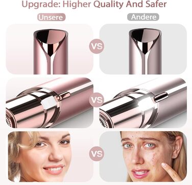 Епілятор для обличчя Rosenblüte для жінок, безболісний, акумуляторний, з 2 змінними головками