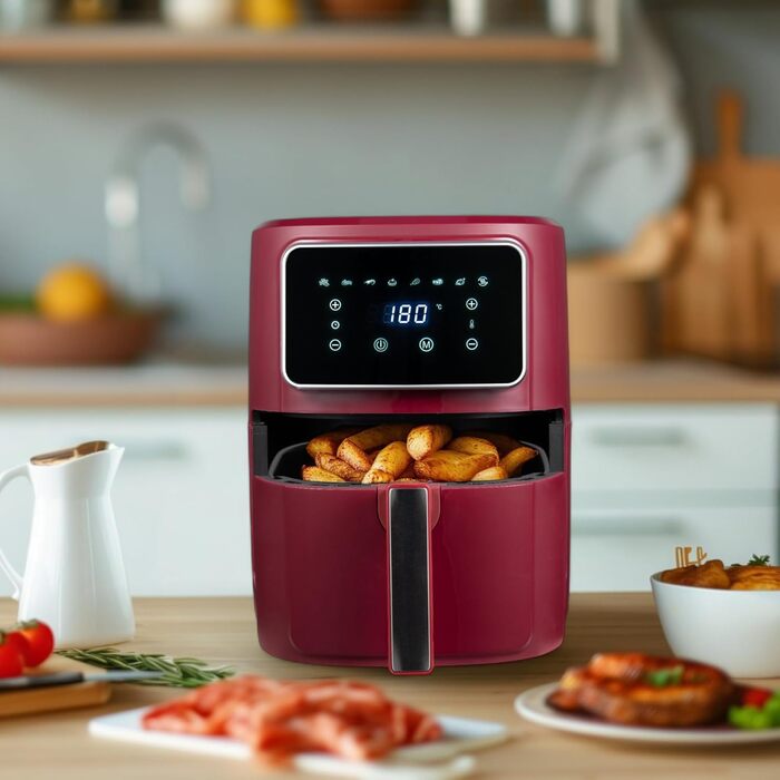 Фритюрниця без олії Bergner MAROON 1800W 6.9L з керамічним покриттям, 8 програм, таймер до 30 хв