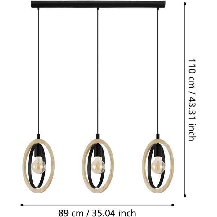 Торшер EGLO Basildon 1: дерев'яний торшер з абажуром, з вимикачем, E27, для вітальні, спальні, чорний, натуральний колір