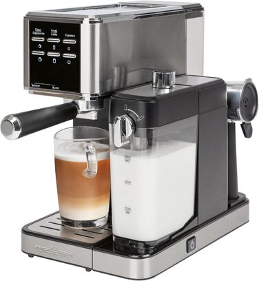Кавоварка еспресо ProfiCook 2в1 для меленої кави і капсул Nespresso, 20 бар, з молочним резервуаром, еспресо-машина з нержавіючої сталі, PC-ES 1266, модель 2024