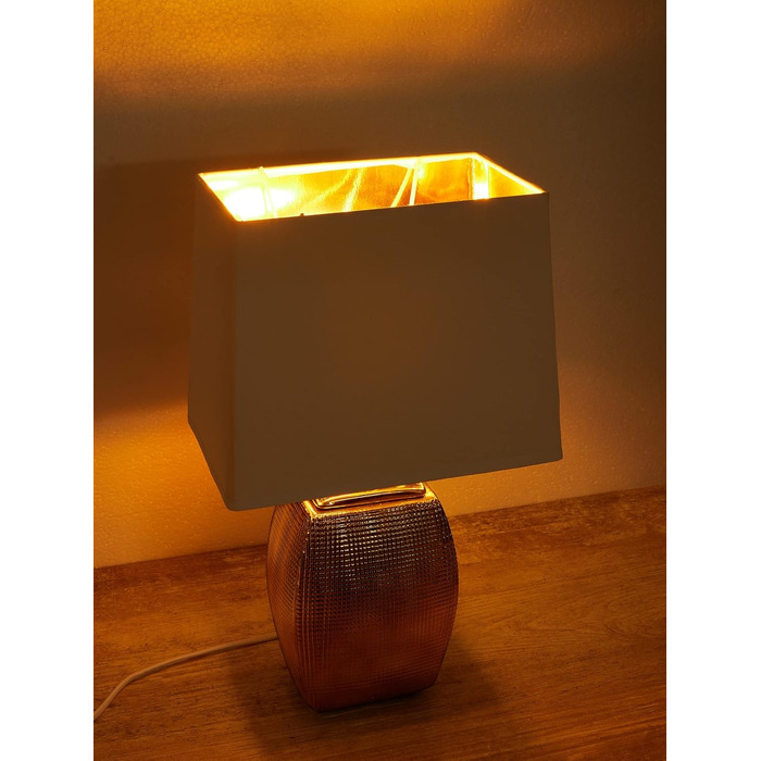 Настільна лампа BRUBAKER 2 шт. - Золота керамічна підставка, білий абажур - 38 см