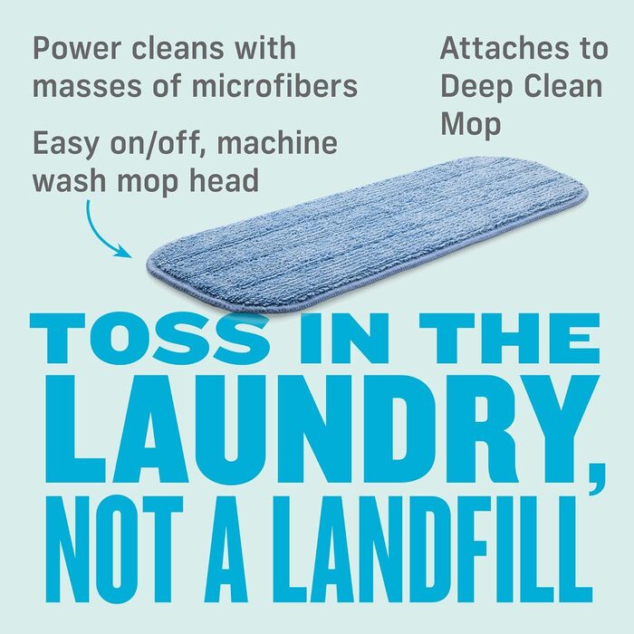 E-Cloth Deep Clean Mop Head, microfiber replacement for floor cleaning, ideal for hardwood, laminate, tile, and stone floors, washable and reusable, 4 pack