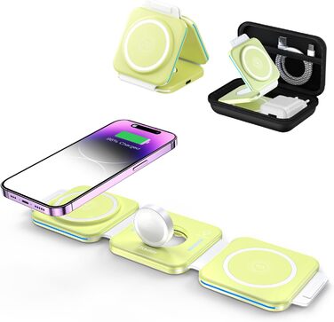 3-в-1 Бездротова зарядка для Apple Watch, iPhone та AirPods (жовта)