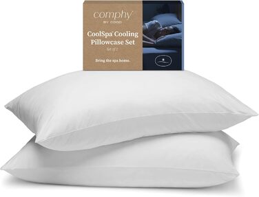 Комплект наволочок Coop Home Goods Comphy CoolSpa King, 2 шт, білий, охолоджуючі, дихаючі, готельна якість, для подушок, люкс, спа