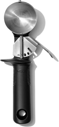 OXO Good Grips Ергономічна ложка для морозива з виштовхувачем – нержавіюча сталь – 11,7 x 26,7 см, чорний тригер