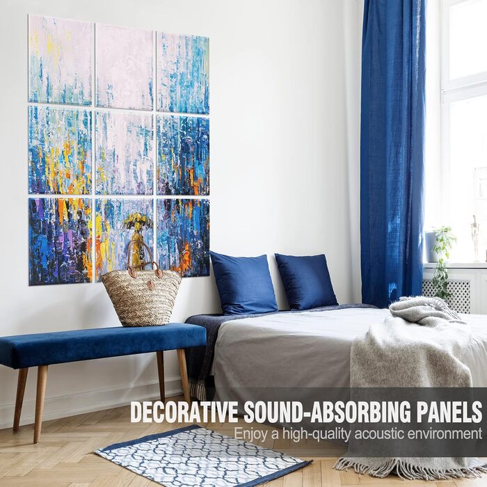 Набір акустичних панелей для стін (9 шт), 88.9 x 119.4 см, звукопоглинаючі декоративні панелі для студії звукозапису та шумоізоляції приміщень