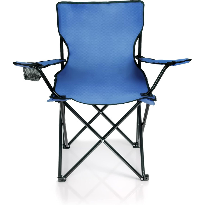 Крісло для риболовлі BigDean: складане, з підстаканником та сумкою - крісло для кемпінгу, саду, відпочинку (Блакитний)