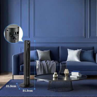 Вентилятор Tower Taylor Swoden 20dB з пультом, 96 см, 4 режими, 12 год таймер, 45W, чорний - для дому та офісу