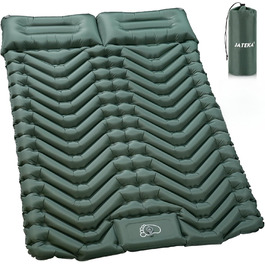 JATEKA Self-Inflating Sleeping Pad - Ultralight Camping Mat with Pillow & Foot Pump - Compact Sleeping Pad for Backpacking, Hiking, Travel & Tent (Double Size)