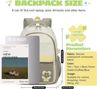 Шкільний рюкзак для дівчаток-підлітків 2025, для школи/гімназії, водонепроникний, для ноутбука 15.6