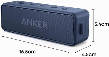 Anker SoundCore 2 Bluetooth колонка, 24 год, IPX7, мікрофон, темно-синій