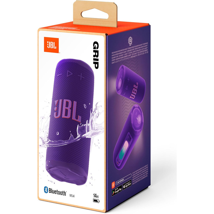 JBL Grip: Портативна Bluetooth колонка з AI Sound Boost, IP68 (водонепроникна), до 14 год роботи, фіолетова