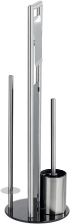 Набір для туалету WENKO Ravina 3в1 з нержавіючої сталі матового кольору (тримач туалетного паперу, тримач запасних рулонів, тримач щітки) Ø 20 x 70 см, сріблястий матовий