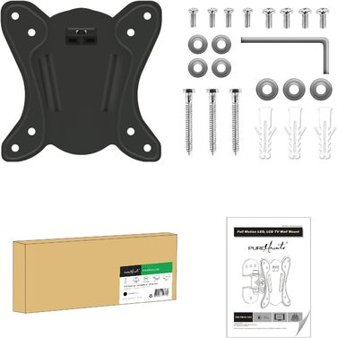 Кріплення для телевізора PureMounts® Swivel VESA 100, настінний кріплення, білий/чорний, вантажопідйомність 25 кг