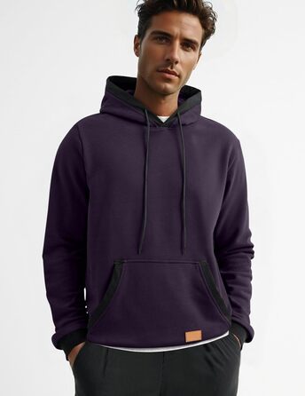 Світшот з капюшоном JMIERR для чоловіків, теплий, з кишенею, бавовна, колір зелений (L, фіолетовий)