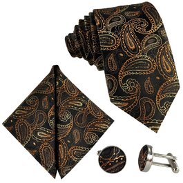 Краватка чоловіча GASSANI Paisley 7 см, комплект 3 шт., чорно-коричнева | Охровий