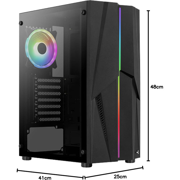 Корпус для ПК Aerocool Mecha ARGB Mid Tower з темперованим склом, 12 см ARGB вентилятор, 2 x USB 3.0, підтримка ATX/Micro-ATX/Mini-ATX, чорний