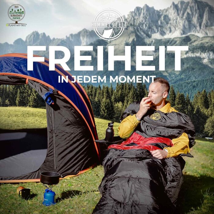 Спальний мішок HIMMELSZELT 4 сезони Outdoor -5°C до +10°C, 220x85 см, DRYSHIELD, для туризму, кемпінгу, риболовлі, чорно-зелений (чорно-червоний)