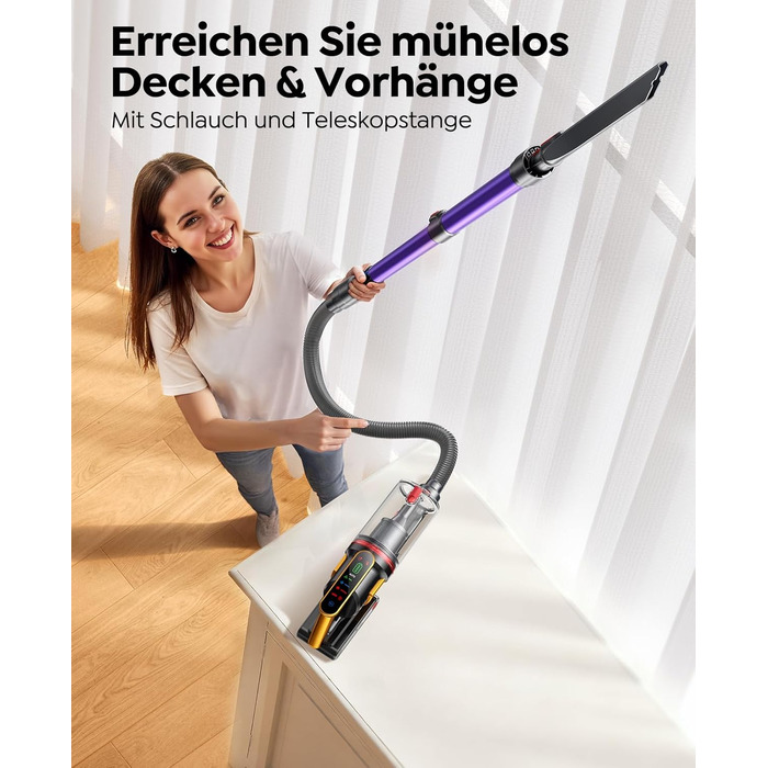 Бездротовий акумуляторний пилосос Fieety 600W з турбощіткою для тварин, 65 хвилин роботи, 8-шарова фільтрація та ароматерапією, для дому, авто та твердих поверхонь