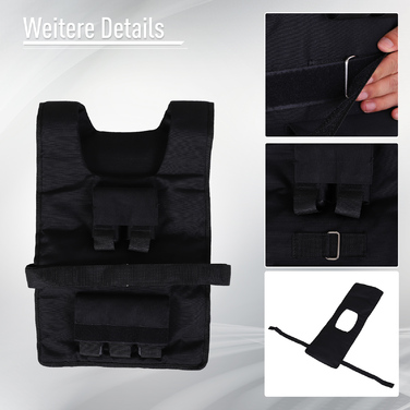 HOMCOM 30 kg Weight Training Vest - Adjustable Weight Vest for Strength Training, Oxford and Iron, Black, 36x52cm