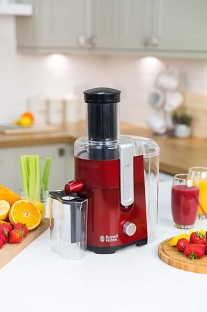 Russell Hobbs Juicer [Vegetables and Fruit] Desire Red (XL filling opening for whole fruit & vegetables, 2 speed settings, 750ml juice container, 2.0l pulp container, BPA-free) Juicer 24740-56