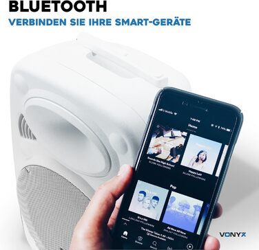 Vonyx Verve46 - портативна акустична система для вечірок з Bluetooth, 1000W, 2 мікрофони UHF, MP3, вбудований акумулятор, пульт ДУ - чорний