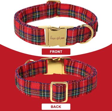 Нашийник для собак Unique Tyle Paw, регульований, м'який та зручний, в клітинку, для собак маленьких, середніх та великих порід, обхват шиї 25,4–40,6 см (XL, Червоний)