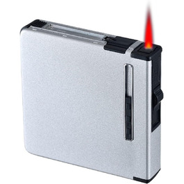 Вишукане екіп для курців: Zigarettenetui CAM2 з феєрверком, автоматичним виштовхуванням та електронним перезаряджуваним запальничкою (20 цигарок, сріблясте скло)