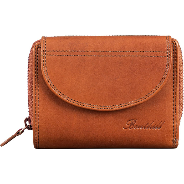 Benthill Women's Wallet Genuine Leather - Compact Leather Wallet with Plenty of Space - High-Quality Women's Wallet with Many Compartments, Color: Brown
