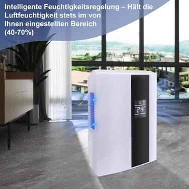 CITYBEE Електричний осушувач повітря - тихий осушувач з відведенням води, пульт дистанційного керування, таймер 24 год, автоматичне відтавання та UV-очищення. Підходить для підвалів та спалень. Потужність 2000 мл, білий.