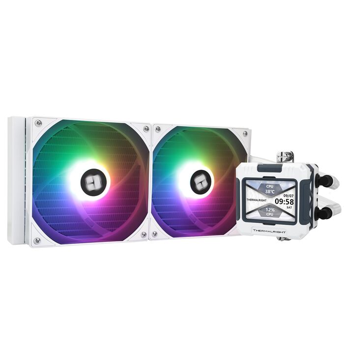 Thermalright Frozen Warframe 240 White ARGB: Рідинна система водяного охолодження CPU для AMD/Intel (LGA1700/AM4/AM5) з LCD-дисплеєм 320x240